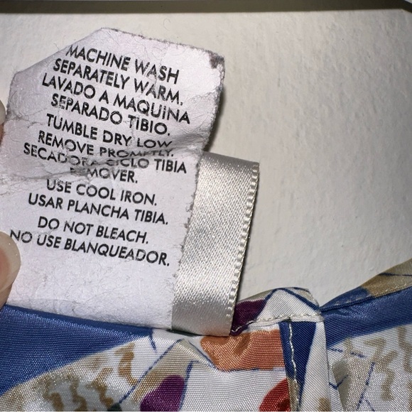 Vintage, Kathy Lee blouse, 90s blue and fruit w/ Tan envelope pattern size 8 - Picture 5 of 11